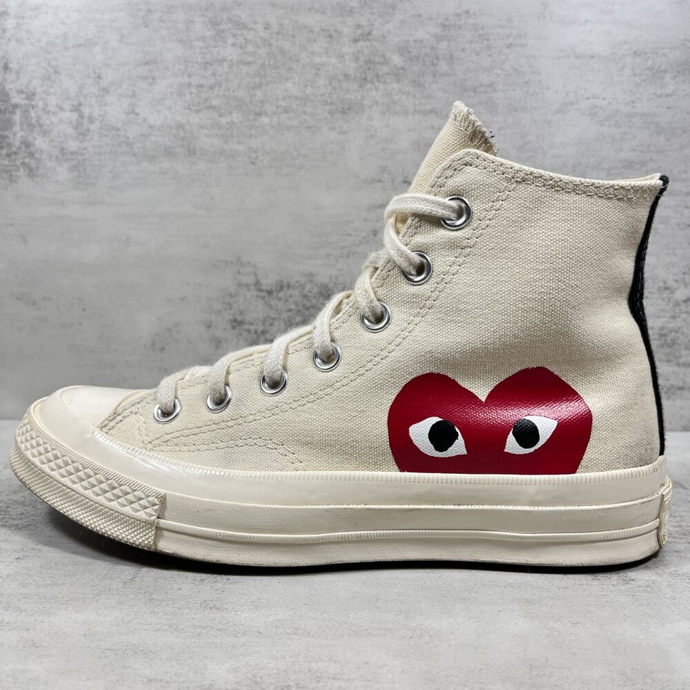 Converse Comme Des Garcons Play Chuck 70 High Sneakers - Women's Size 7 - Cream